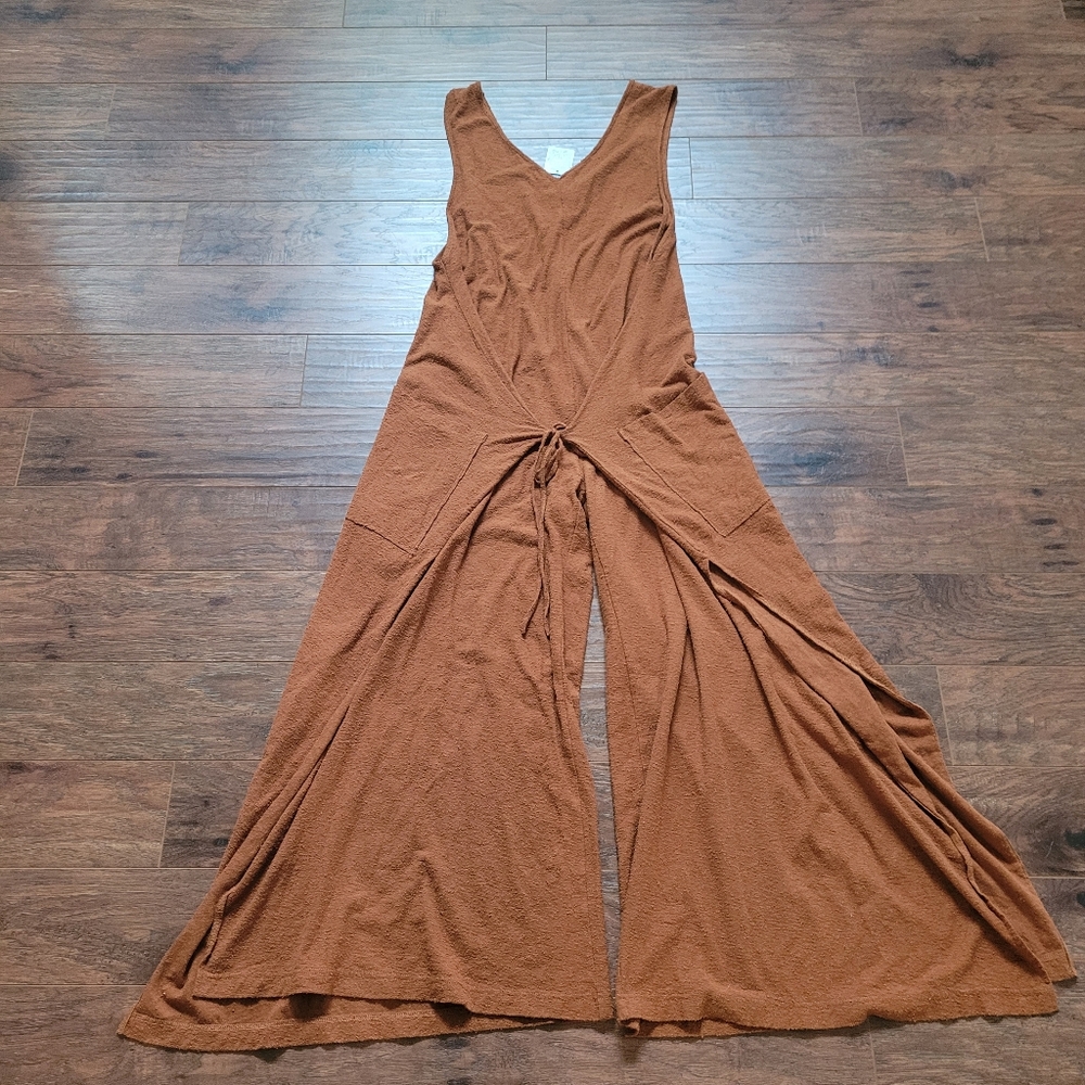 Free People Burnt Orange Sleeveless Tie-Waist Wide-Leg Jumpsuit - Picture 2 of 8
